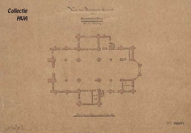 Een afbeelding van de ligging van de oudste grafzerken in de oude kruiskerk.