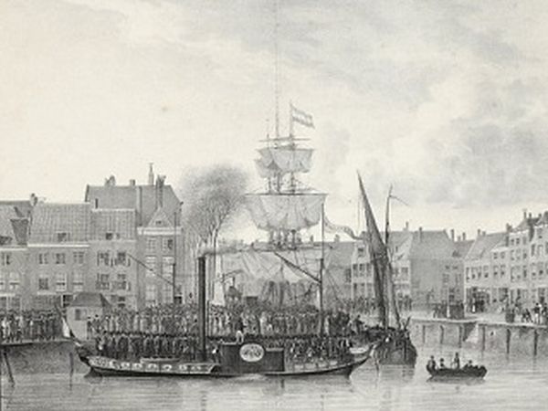 Het vertrek van ‘des Konings Zeeuwsche Mobiele Schutterij’ van de kade te Middelburg in 1931. Ook de zoon van burgemeester C.D. Baars, de in 1832 benoemde secretaris C.J. Baars, is hierbij. Hij dient de brigade als 2e luitenant.